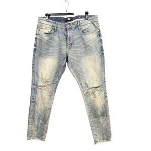 Jordan Craig Jeans Mens 40x32 Blue Distressed Slim Fit Ripped Denim Pants